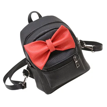 

Fashion Women PU Leather Backpack Sweet Bowtie College Students Traveling Shoulder Bag FA$B Women bag