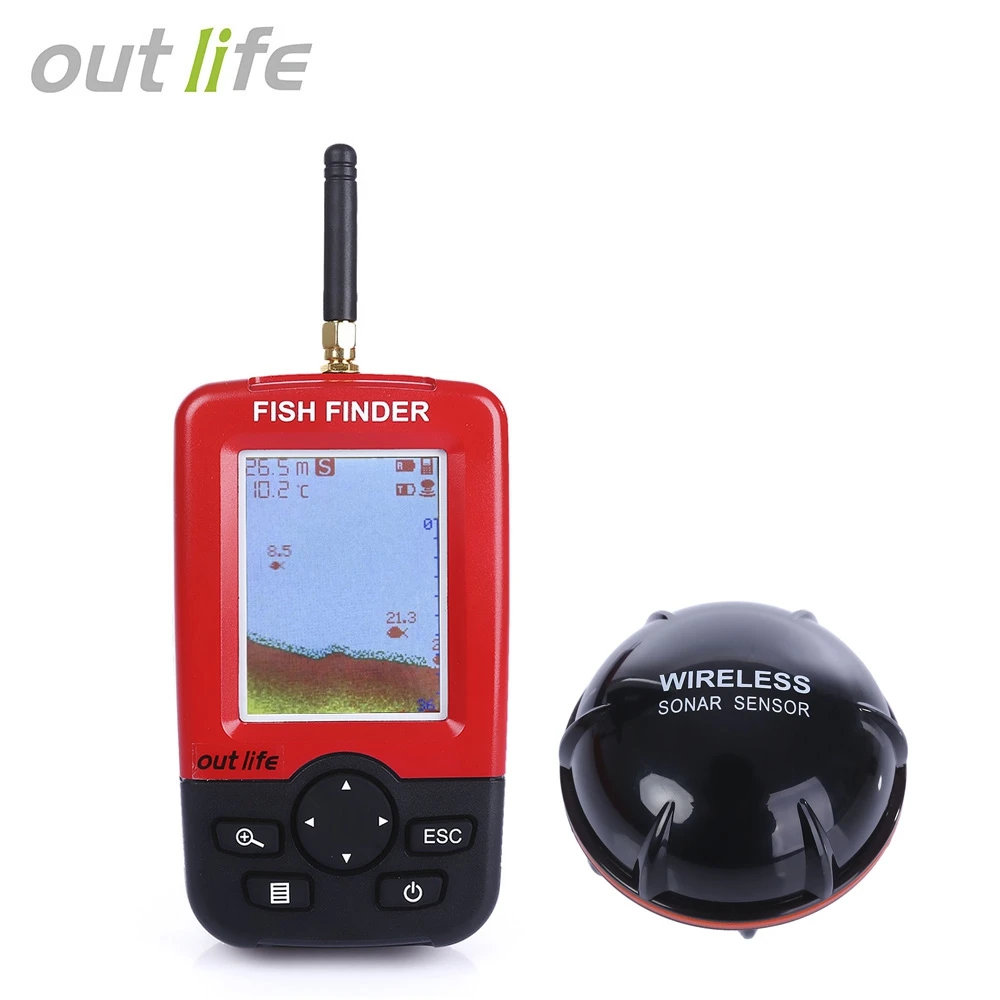 Outlife الذكية المحمولة عمق صياد السمك مع 100 M اللاسلكية الاستشعار سونار السونار Fishfinder ل بحيرة البحر الصيد المياه المالحة