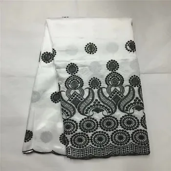 

5yards/lot White+black Indian George Fabrics 2017 High Quality African George Fabric With Guipure Handcut Sequins George Lace