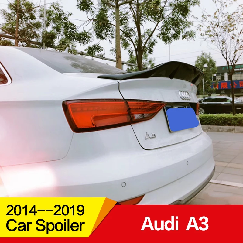Используется для Audi A3 спойлер 15 16 17 18 19 года 4 двери глянцевая углеродное волокно/FRP заднее крыло R стиль спойлер, аксессуары
