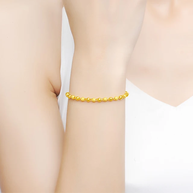 JLZB 24K Pure Gold Bracelet Real 999 Solid Gold Bangle Smart Fashion Frosted Bead Trendy Classic Fine Jewelry Hot Sell New 2020 5
