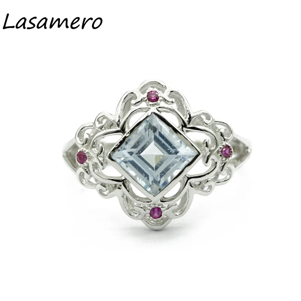 

LASAMERO Rings for Women 1.53CT Round Cut Natural Topaz Rings 925 Silver Engagement Wedding Rings