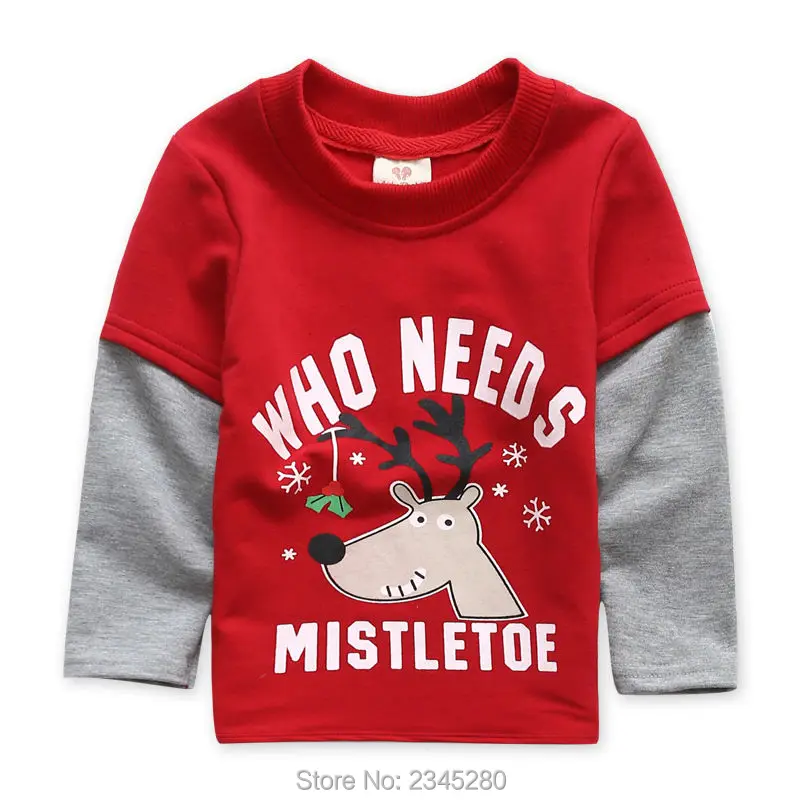 T-Shirts For Boys Girls Deer Animal Print Sweatshirt Clothes Childrens Sweaters Raglan Tops Teen Children Blouse Kids Tees Bobo01