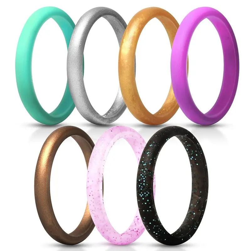 7 шт./лот, гибкое Силиконовое кольцо, 2,7 мм, гипоаллергенное, спортивное, пищевое, экологичное, резиновые пальцевые кольца для женщин, обручальное кольцо