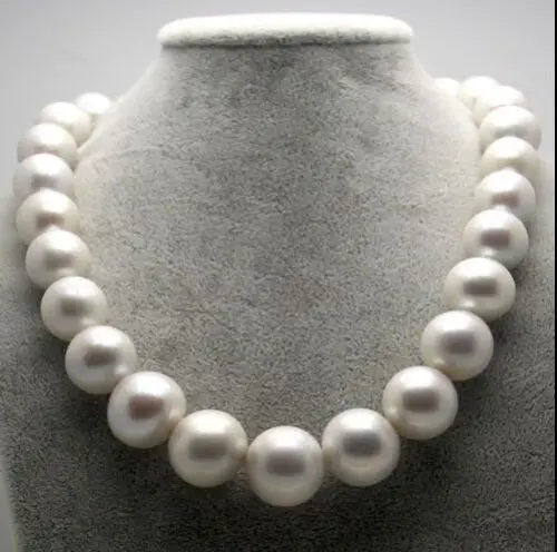 

FREE SHIPPING>@@> Huge 18"14mm Natural south sea Edison nuclear round white pearl necklace ^^^@^Noble style Natural Fine jewe &