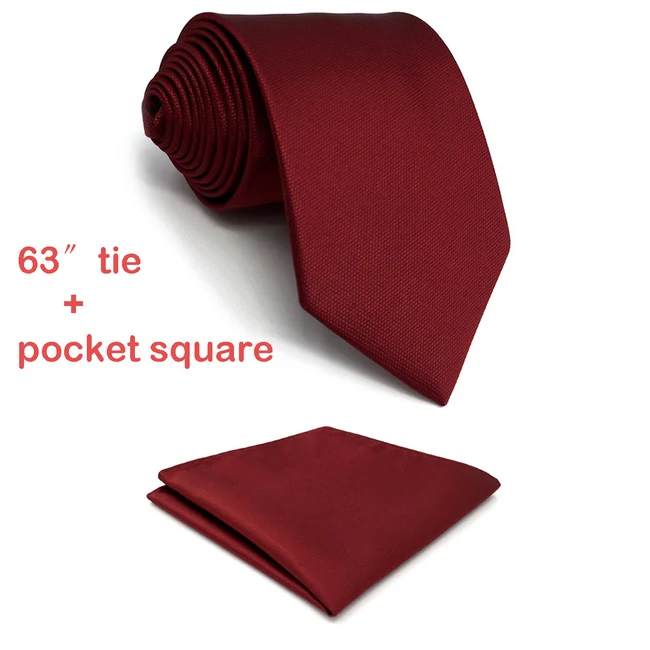 C33 классические красные однотонные мужские галстуки, набор шелковых брендовых новых удлиненных галстуков для мужчин, модные свадебные галстуки - Цвет: Extra Long Tie Set