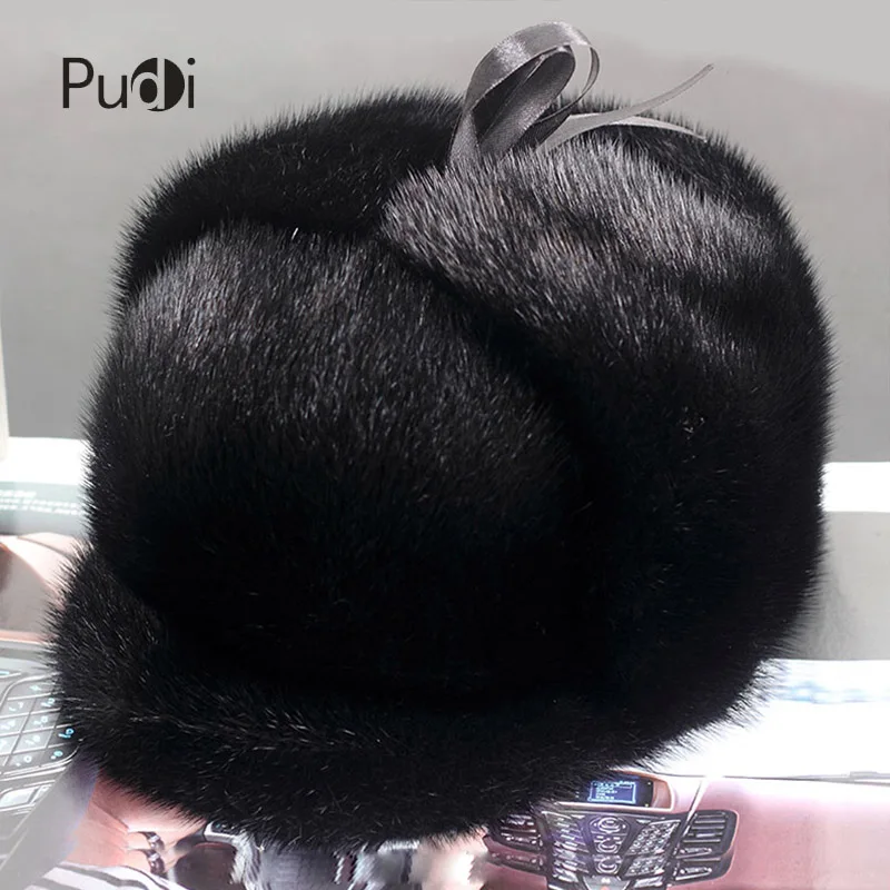 Pudi 170761 Для мужчин норки шляпа Новая мода Для мужчин с искусственного меха норки зима теплая шапка/Кепки плоские матовые шляпа