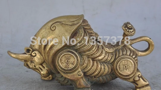 

shitou 00789 china bronze copper fengshui animal beast Bullfighting Bull wealth lucky statue