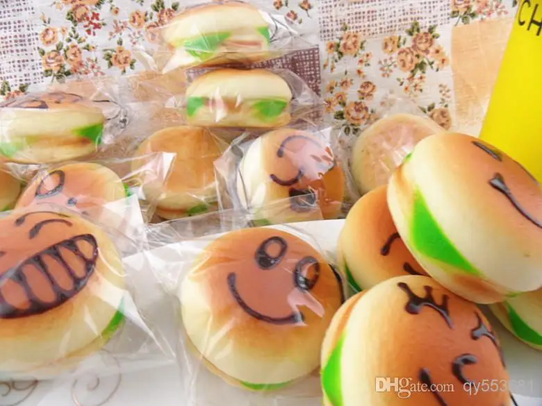 50 шт.-Новинка 7 см гамбургер Kawaii мягкие булочки сумка для хлеба очаровательные мягкие булочки для продажи