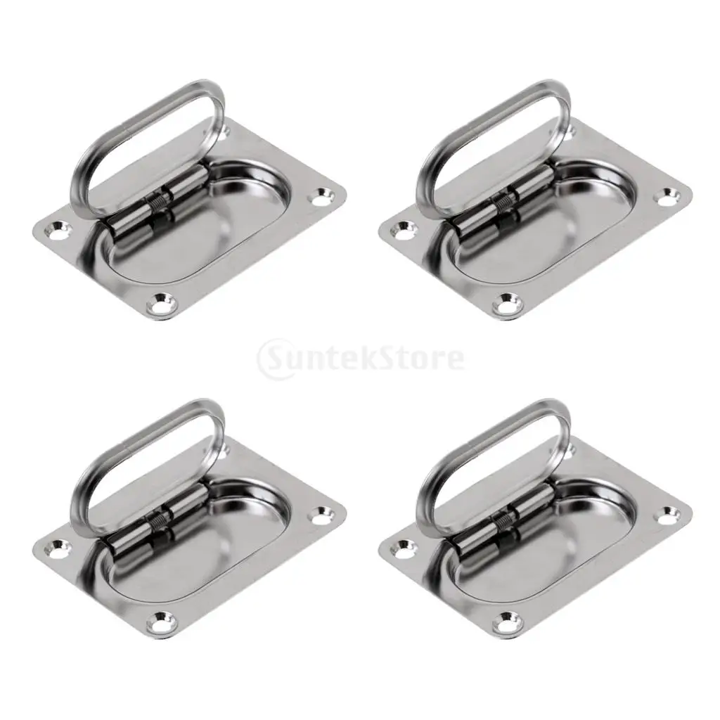 4 Pcs Boat Hatch Pull Flush Lift Ring Recessed Handle Locker