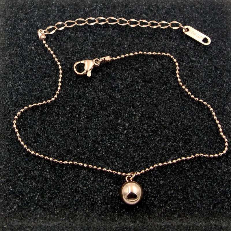

Martick Simple Round Steel Boll Anklets Rose Gold Color Beads Link Chain Ankle Jewlery For Woman Halhal Ank15