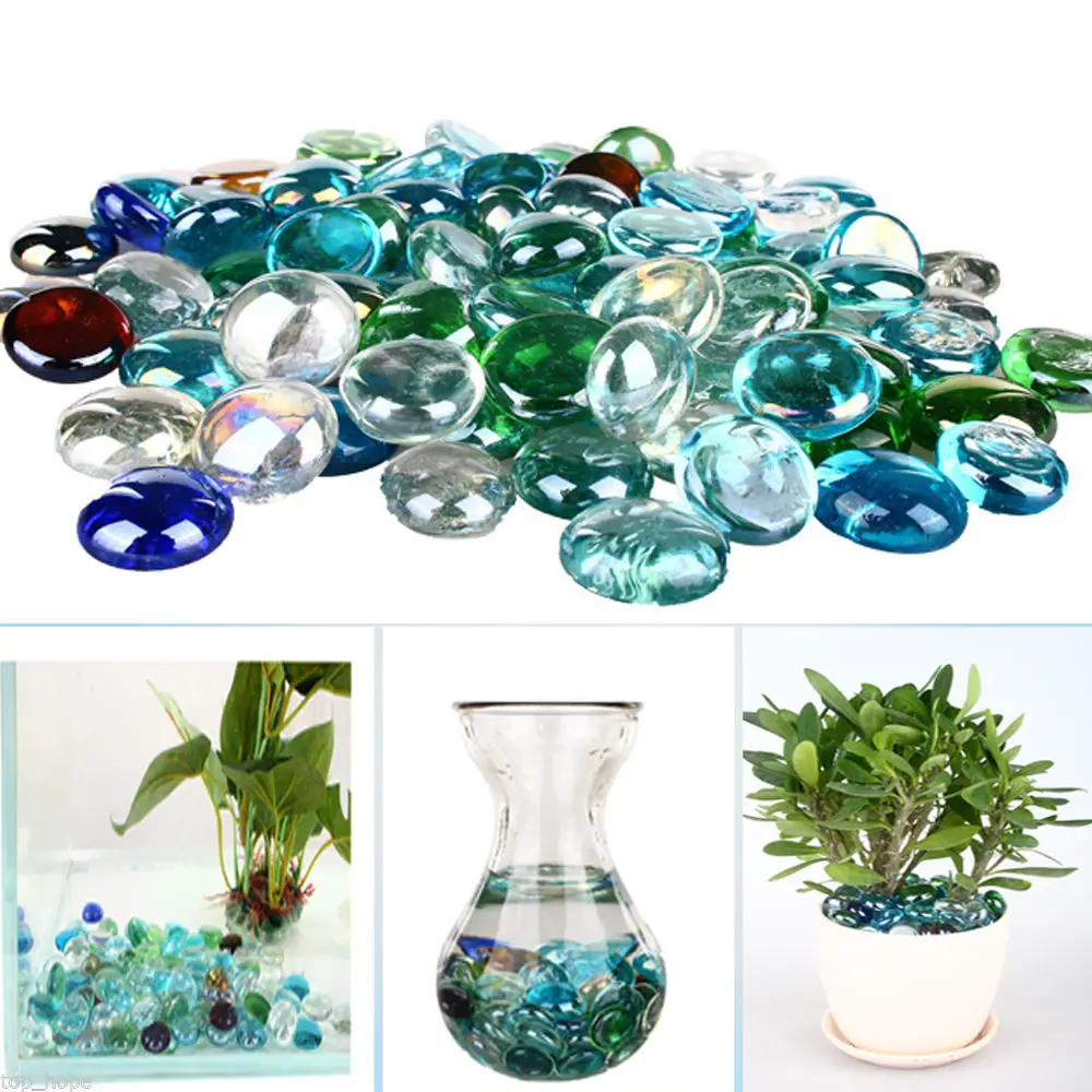 Coloridas rocas decorativas de cristal de 0.3 pulgadas, piedras pulidas  para relleno de jarrón, acuario, pecera, grava, plantas de aire, macetas
