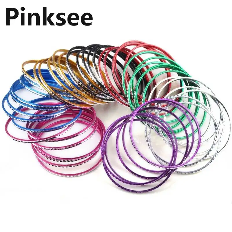

20pcs Hot Women Dance Loop Bracelet Thin Bangle Chromatic Aluminum Alloy Craved Bangle & Bracelet 6.5MM Wholesale Drop Ship