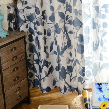 

Modern Cortina Chinese Forest Printed Curtains For Living Room Linen Window Treatment Tulle For Bedroom 1 Pc