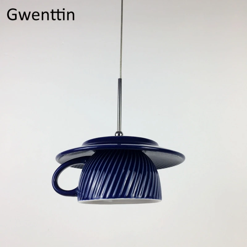 

Ceramic Cafe Cup Pendant Lamp for Dining Room Bar Kitchen Light Fixtures Led Teapot Hanging Industrial Lamp Loft Decor Luminaire