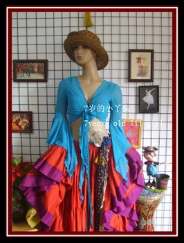 

Belly dance top Transparent thin Belly Dance Top with trumpet sleeves Gypsy Bohemia CE18-24