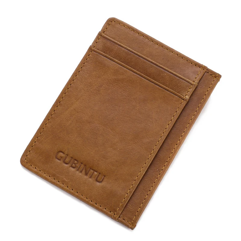 

GUBINTU Male Creative Card Package Multicard Slot Solid Color Wallet Genuine Leather Bus Bank Card Holder Bag Short Purse