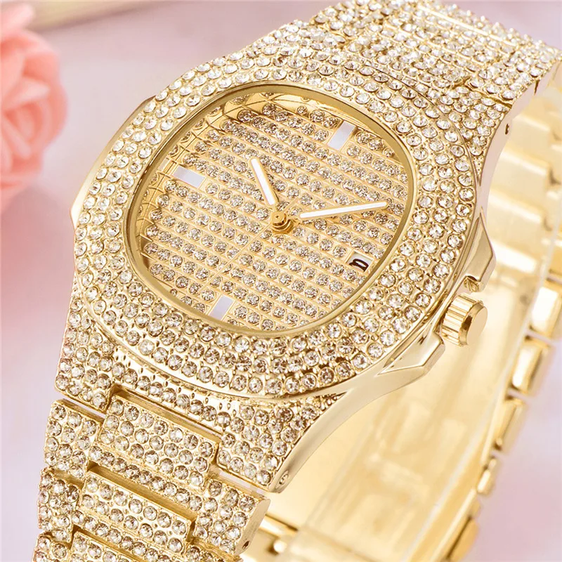 

CkeyiN Gold Watch Man Fashion Luxury Diamond Mens Watches Quartz Wristwatch Business Watch Casual Male Calendar Clock relogio 47