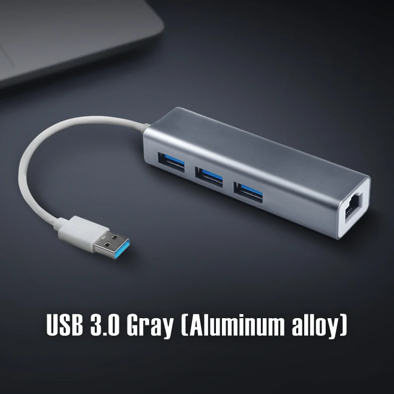 Ofccom USB Ethernet usb-хаб для RJ45 Lan сетевая карта 10/100 Мбит/с Ethernet-адаптер для Mac iOS портативных ПК Windows USB 3,0 концентратор - Цвет: Gray