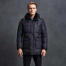 2017 Men Down Jacket 90% White Duck Down High Quality Fashion Coat With Shearling Collar Mid-Long Parka Coat Free Shipping