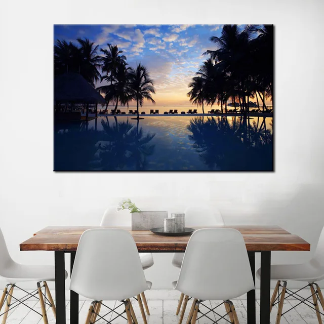 1 Pièces Bord De Mer Vacances Avec Cocotier Toile Impression