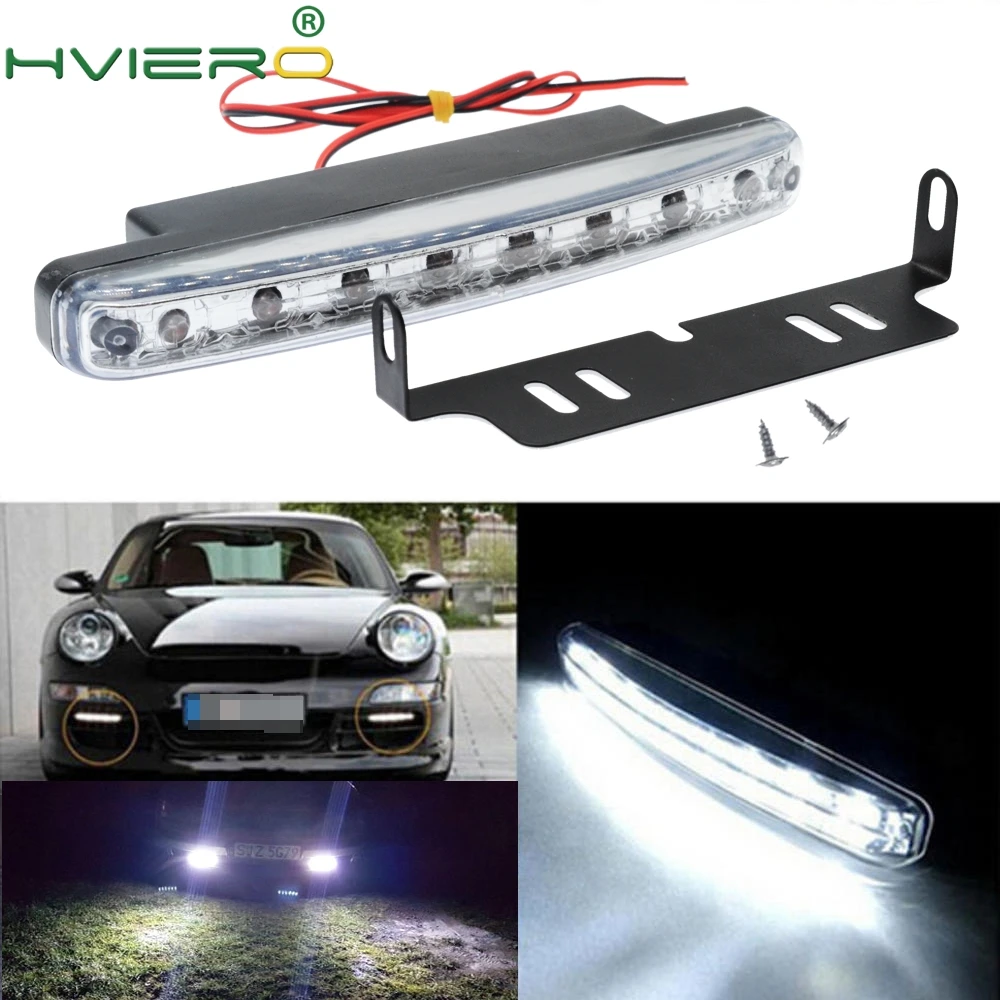 Koop 1X Auto Led Dagrijverlichting 8 LED DRL Daglicht Licht Wit Auto Duurzaam DC 12 v Hoofd Lamp Koplamp parking Lamp Mistlampen