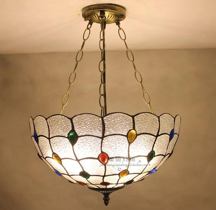 

Tiffany American country dinner lamp pendant light anti retro kitchen lamp bedroom lamp aisle porch lamp DF77