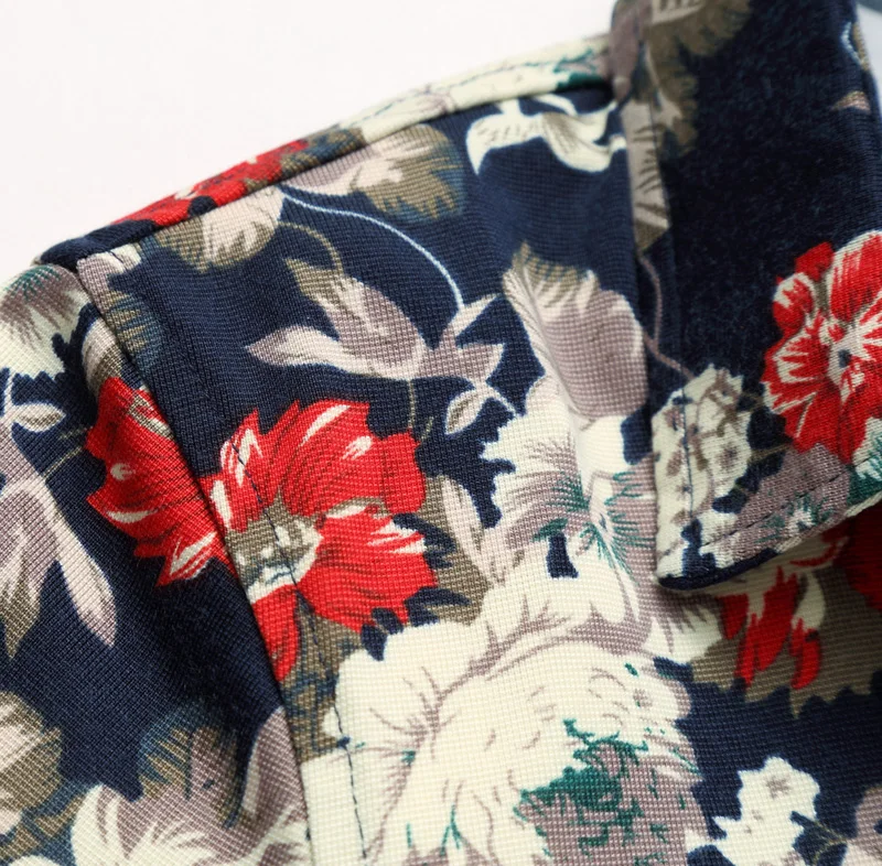 New Arrivals Mens Floral Print Shirt Plus Size Long Sleeve Casual Nightclub Overalls