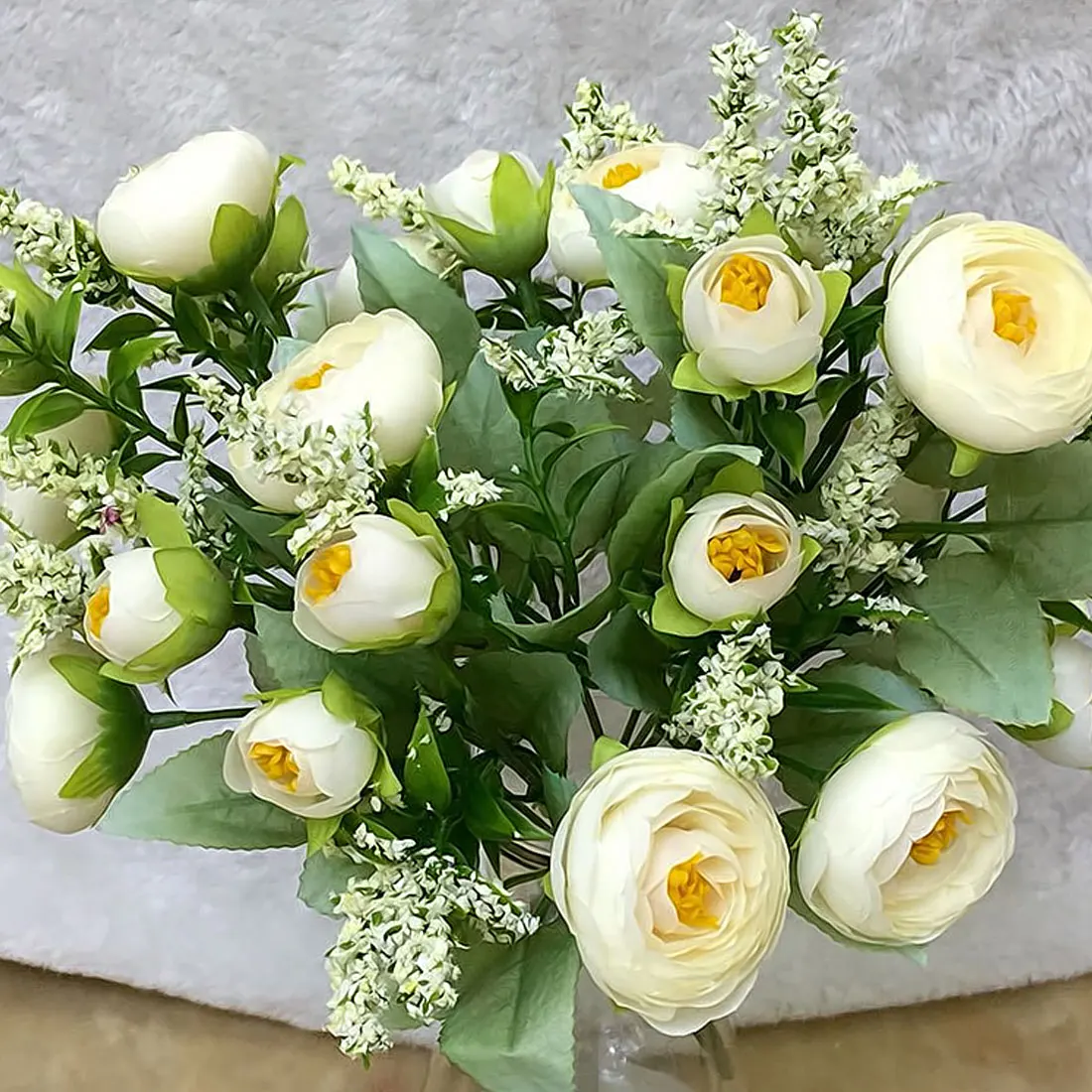 

2018 Silk Flower Artificial Flowers 10 Heads European Peony Fake Wedding Bride Bouquet indoor Home Party Decoration