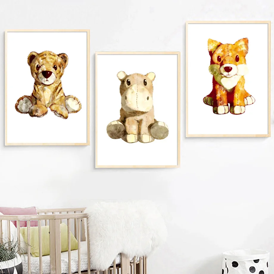 

Fox Giraffe Bear Tiger Rabbit Hippo Nordic Posters And Prints Wall Art Canvas Painting Animals Wall Pictures For Kids Room Decor