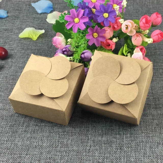 50pcs kraft flower shape paper box wedding carry cases packaging paper flower boxes