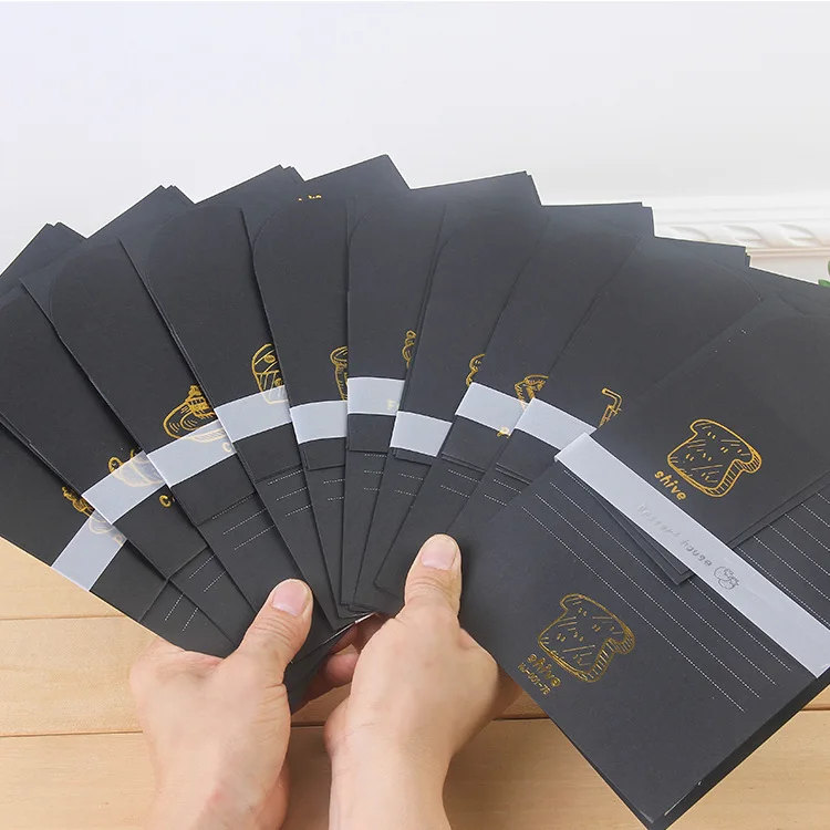 

9pcs/Set 3 envelopes + 6 sheets letter paper Creative Dessert Black Series Envelope For Gift Korean Stationery