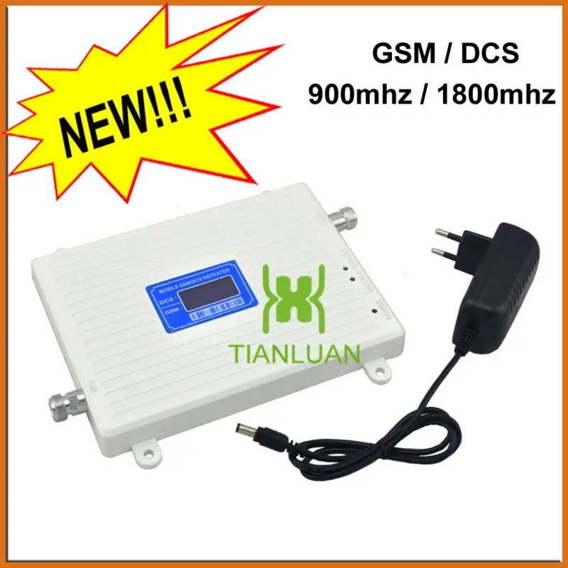 

LCD Display !!! DCS 1800MHz GSM 900Mhz Dual Band Signal Booster , GSM DCS 2G 4G Mobile Phone Signal Repeater + 12v Power Adapter