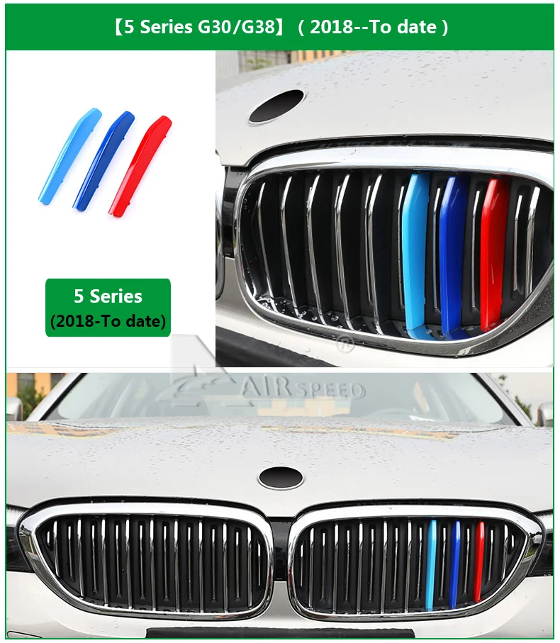 Воздушная скорость автомобиля Передняя решетка полосатые Чехлы для BMW 5 серии GT F07 F10 F18 G30 G38 E60 Автоспорт Декоративные наклейки для автомобиля-Стайлинг