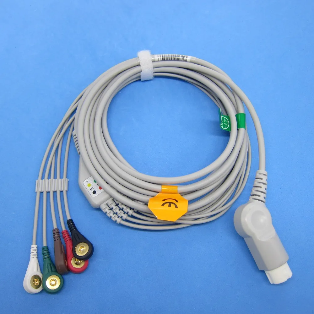 

5 lead ecg cable T5 T8 mindray ecg cable snap on terminal