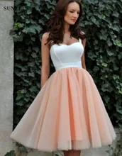 Elegante Cocktailkleider Zwei Ton A-line Liebsten 2 Stück Kleid Knielangen Tüll Mädchen Tragen SAU342