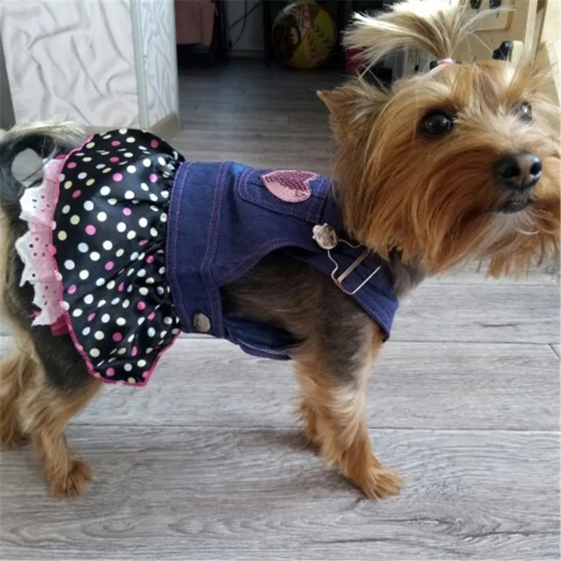 Bigeyedog Cute Dog Dress Summer Dog Clothes Denim Skirt Wedding Costume