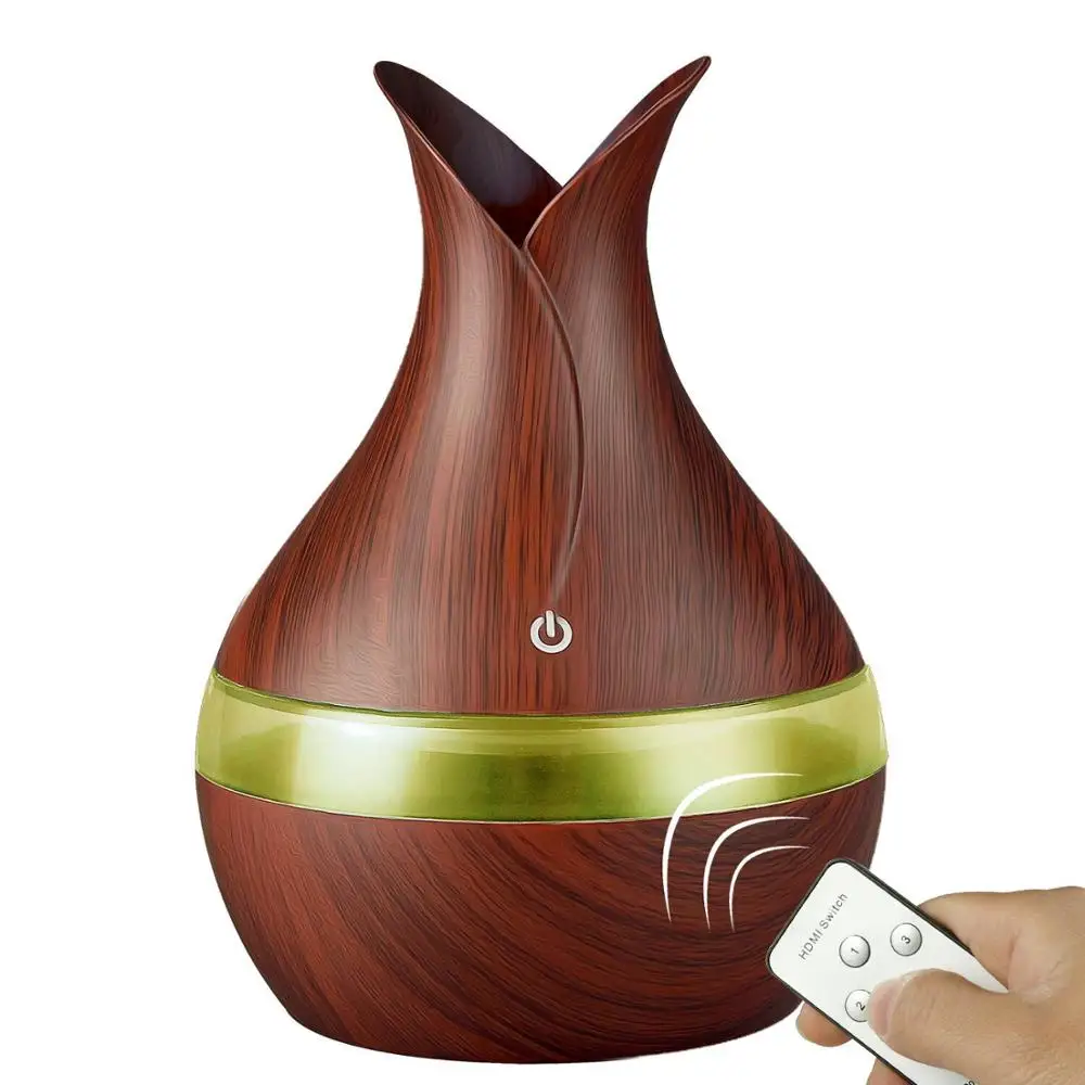 

New type of ultrasonic humidifier for wood grain of vase, ultra-quiet USB diffuser for scented oil with large capacity of 300ml