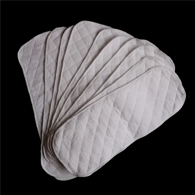 10PCS 3 Layers Reusable White Cloth Diapers Baby Nappies Baby Infant