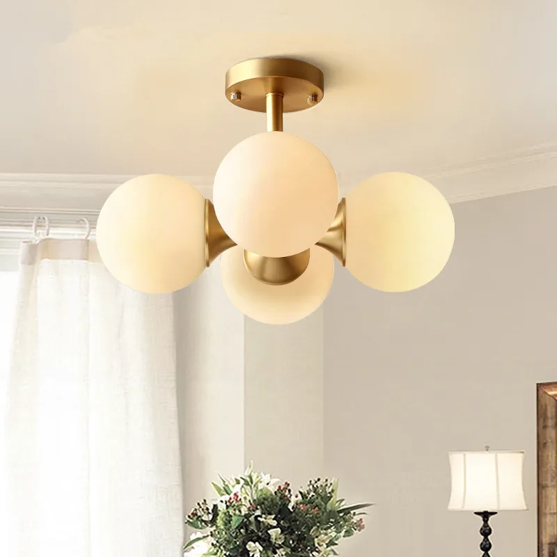 

American LED chandelier indoor living room fixtures dining room pendant lamps studyhotel decoration glass ball suspension lights