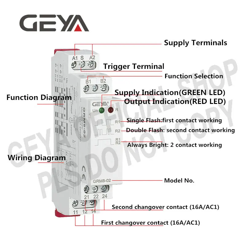 GEYA GRM8 импульсное реле AC230V или AC/DC12V-240V реле с фиксацией на din-рейку электронного типа