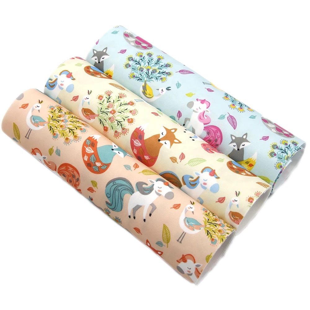 

david angie 20x34cm 380T WaterProof Fabric Animal Leaves Printed DIY Bow Bags Home Textile Sewing Handmade Material ,c6243