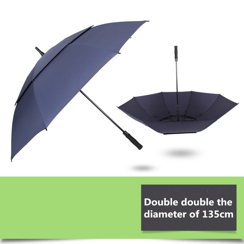 NX большой зонт для гольфа ветрозащитный двойной слой 135 см стекловолокно Человек Бизнес Реклама Защита от солнца дождь длинный зонт для мужчин - Цвет: bule