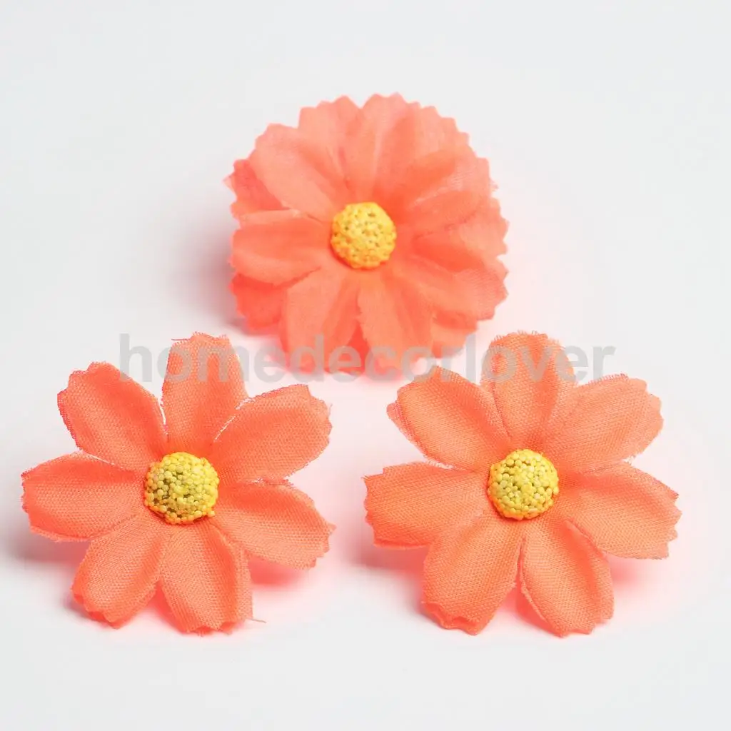 50pcs 4cm Silk Flower Daisies Flower Heads for Wedding/Car/Spring/Home/Garden Decoration Wreath DIY Floral Arts and Crafts