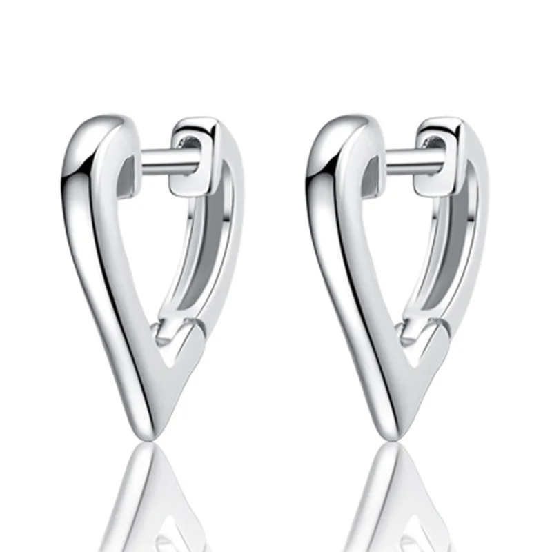 Silver Plated earrings big fashion glossy V shaped Heart shaped jewelry