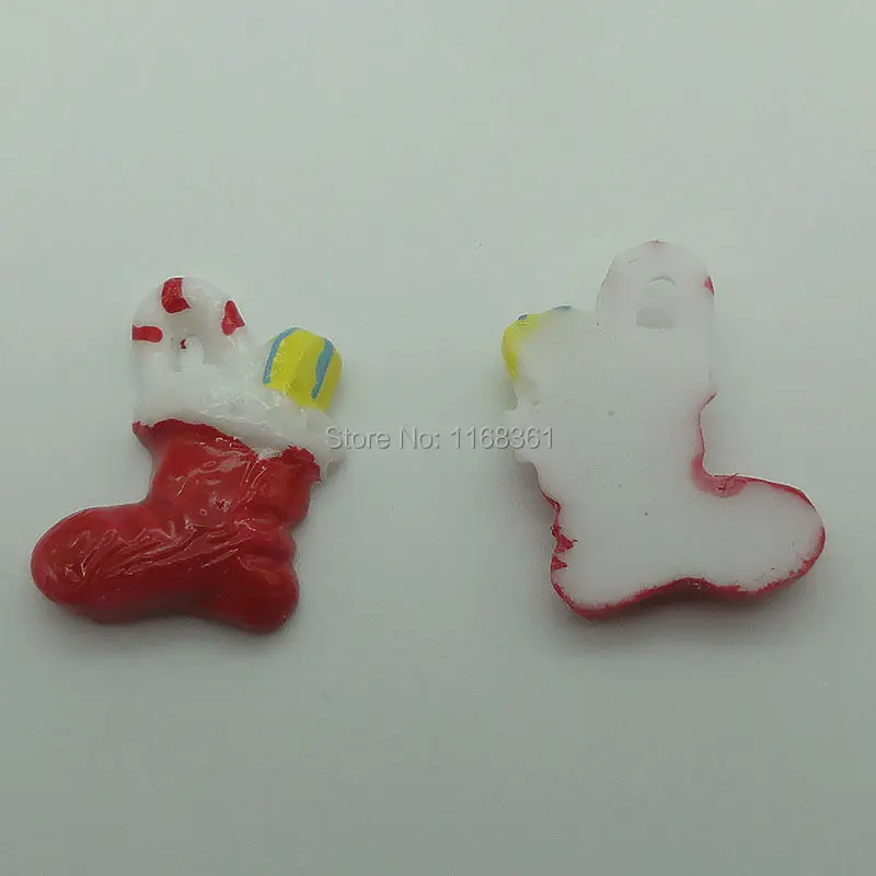1pcs/lot resin flatback gift stockings 22mm Cabochons Scrapbooking Hair Bow Center DIY Christmas decration C108-10