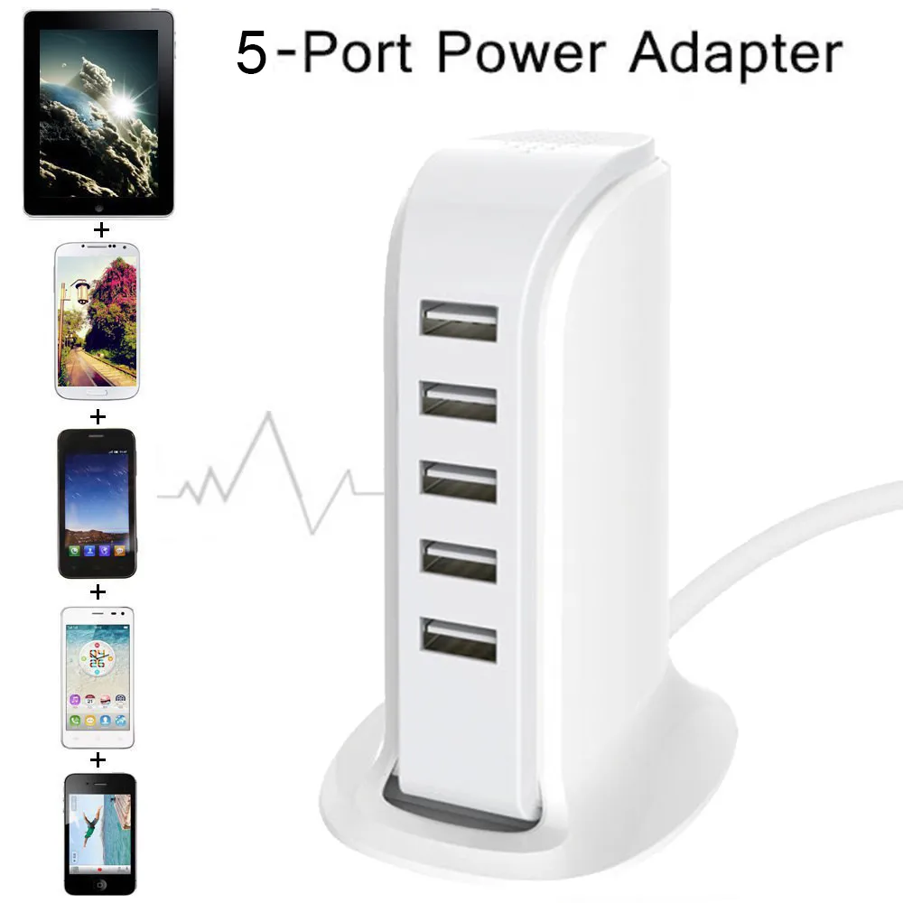 5 USB многопортовый ЕС штекер зарядное устройство концентратор для настольного компьютера зарядная станция адаптер питания для Macbook