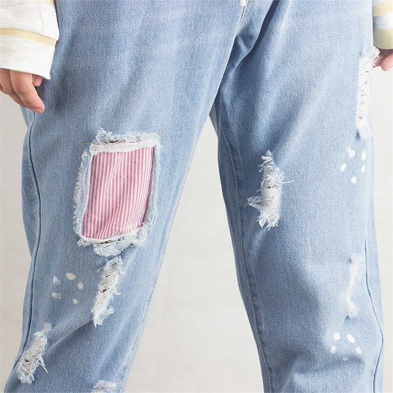 Ripped Jeans women High Waist Autumn winter cotton harem loose plus size Female denim pant 6XL Ripped Jeans women High Waist Autumn winter cotton harem loose plus size Female denim pant 6XL