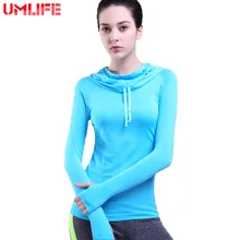 Umlife Йога куртка с капюшоном Для женщин Спорт на открытом воздухе с длинными рукавами Толстовки рубашка Фитнес Йога пальто леди тонкие дышащие Бег одежда