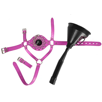 SM Toys Funnel Mouth Enema Bondage Sex Toys For Woman Mouth Gag Leather Binding Adult Sex Toys Adult Slave Games BDSM Sex Tools 2